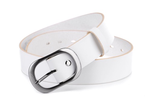 Klasyczny pasek damski ze skóry, biały