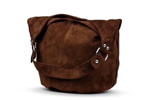 Torba Skórzana Vera Pelle Zamszowy Worek Brązowa