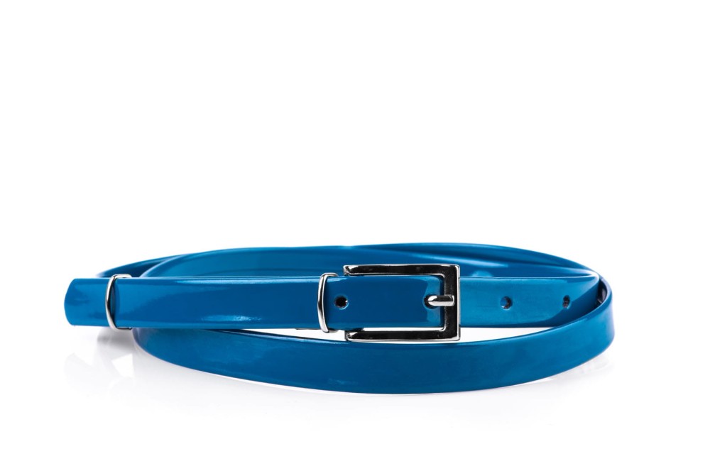 Pasek damski klasyczny lazurowy lakier