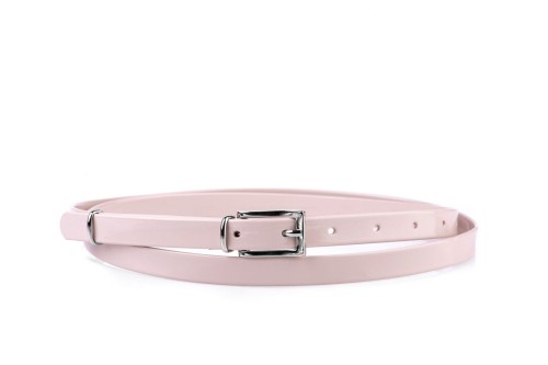 Pasek damski klasyczny pudrowy róż lakier