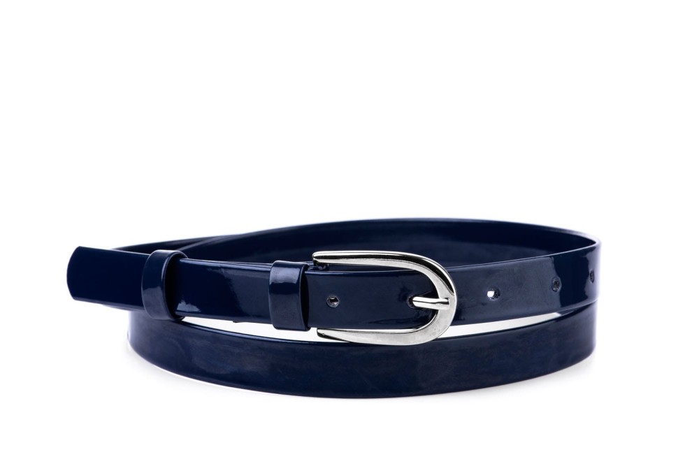Pasek damski klasyczny granatowy lakier