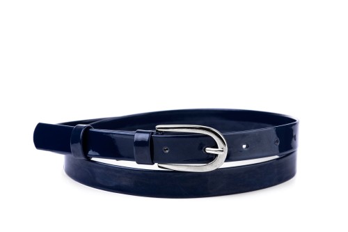 Pasek damski klasyczny granatowy lakier