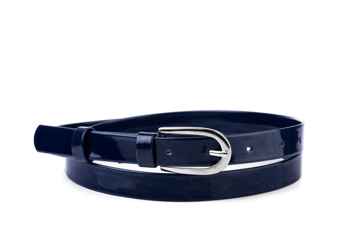 Pasek damski klasyczny granatowy lakier 2 cm