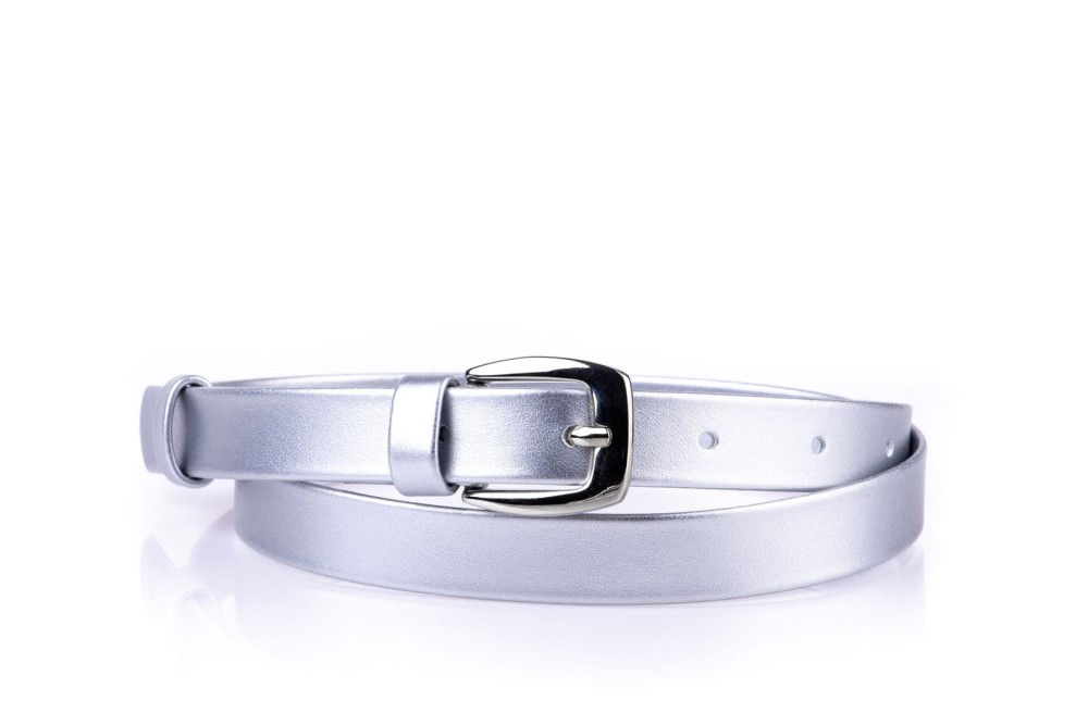 Pasek damski klasyczny srebrny