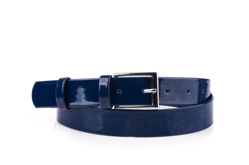 Pasek damski klasyczny granatowy lakier
