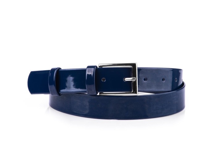 Pasek damski klasyczny granatowy lakier 3 cm