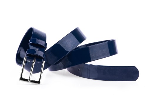 Pasek damski klasyczny granatowy lakier