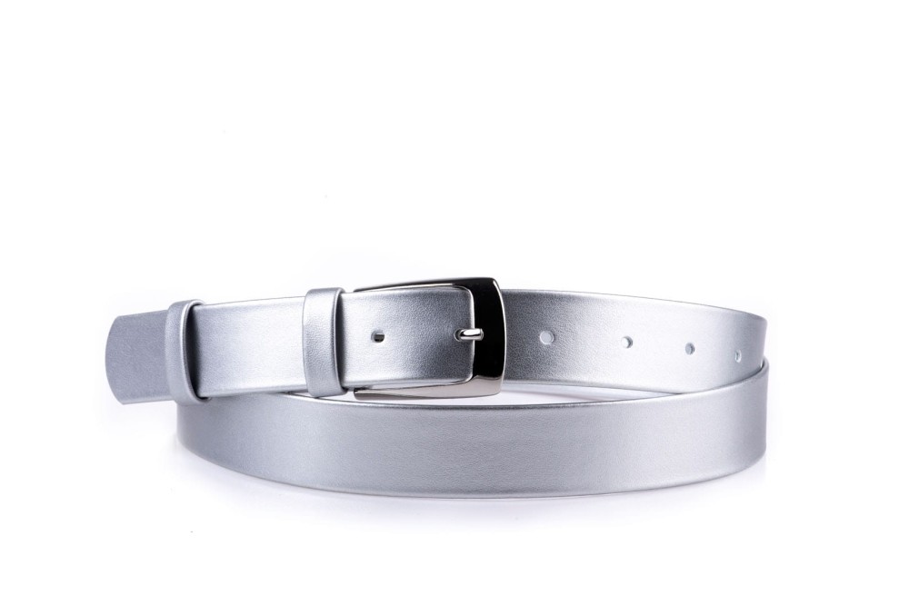 Pasek damski klasyczny srebrny