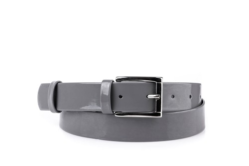 Pasek damski klasyczny szary lakier