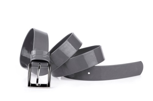 Pasek damski klasyczny szary lakier