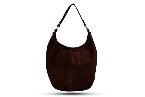 Torba Skórzana Vera Pelle Zamszowy Worek Brązowa