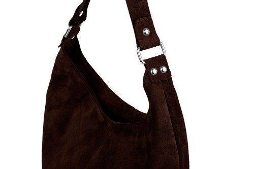 Torba Skórzana Vera Pelle Zamszowy Worek Brązowa