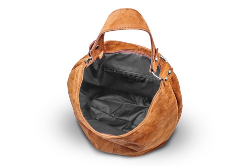 Torba Skórzana Vera Pelle Zamszowy Worek Ruda