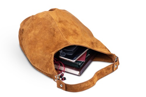 Torba Skórzana Vera Pelle Zamszowy Worek Ruda