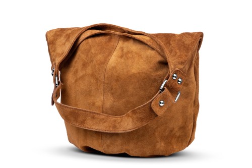 Torba Skórzana Vera Pelle Zamszowy Worek Ruda