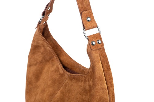 Torba Skórzana Vera Pelle Zamszowy Worek Ruda