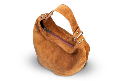 Torba Skórzana Vera Pelle Zamszowy Worek Ruda