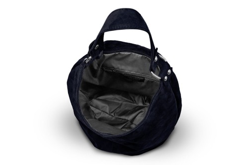 Torba Skórzana Vera Pelle Zamszowy Worek Granatowa