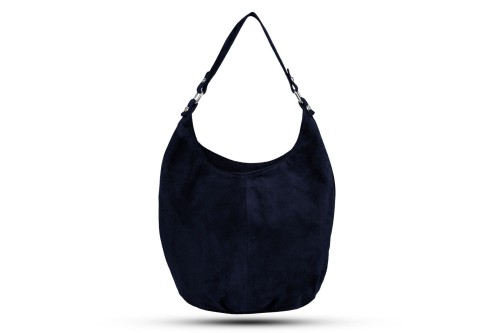 Torba Skórzana Vera Pelle Zamszowy Worek Granatowa