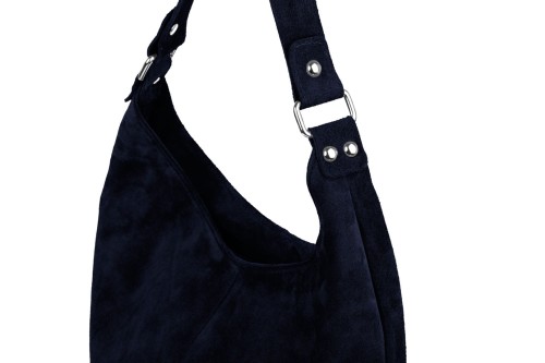 Torba Skórzana Vera Pelle Zamszowy Worek Granatowa