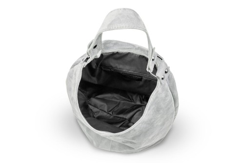 Torba Skórzana Vera Pelle Zamszowy Worek Szara