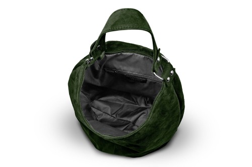 Torba Skórzana Vera Pelle Zamszowy Worek Zielona