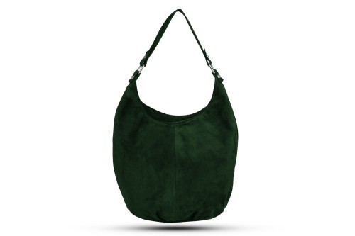 Torba Skórzana Vera Pelle Zamszowy Worek Zielona
