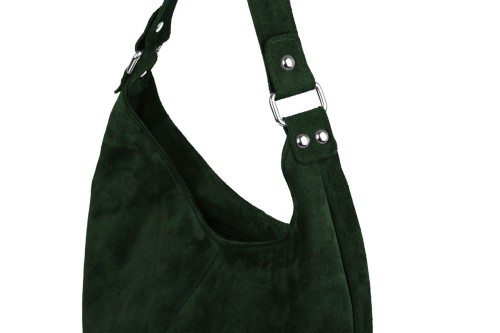 Torba Skórzana Vera Pelle Zamszowy Worek Zielona