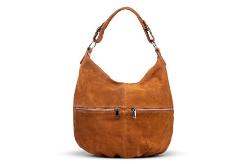 Torba Skórzana Vera Pelle Zamszowy Worek Ruda