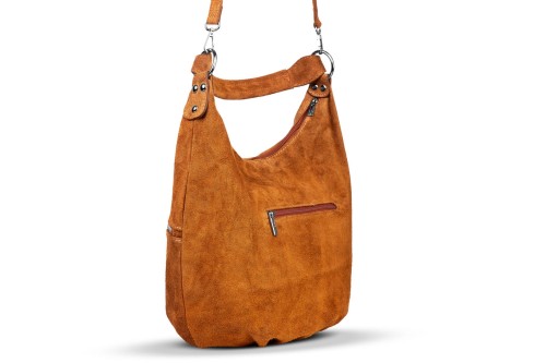 Torba Skórzana Vera Pelle Zamszowy Worek Ruda