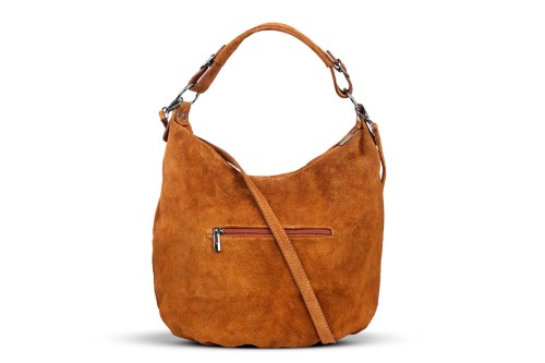 Torba Skórzana Vera Pelle Zamszowy Worek Ruda