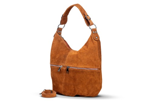 Torba Skórzana Vera Pelle Zamszowy Worek Ruda