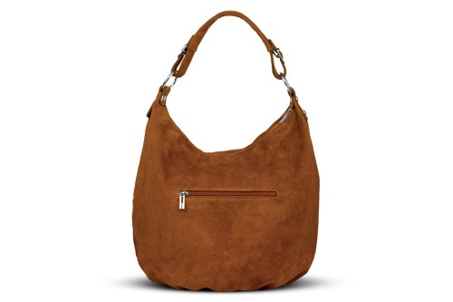 Torba Skórzana Vera Pelle Zamszowy Worek Koniak