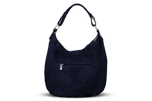 Torba Skórzana Vera Pelle Zamszowy Worek Granatowa