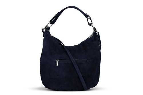 Torba Skórzana Vera Pelle Zamszowy Worek Granatowa