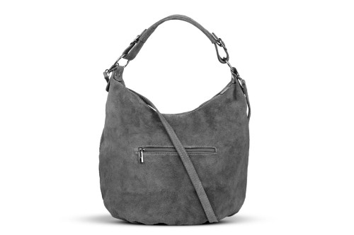 Torba Skórzana Vera Pelle Zamszowy Worek Grafitowa