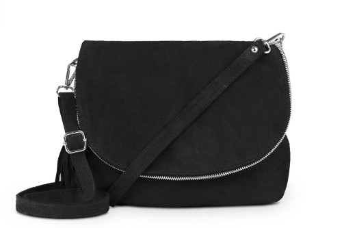 Torebka Skórzana Chlebak Vera Pelle Zamszowa Czarna (2).jpg