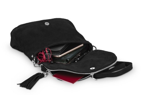 Torebka Skórzana Chlebak Vera Pelle Zamszowa Czarna (7).jpg