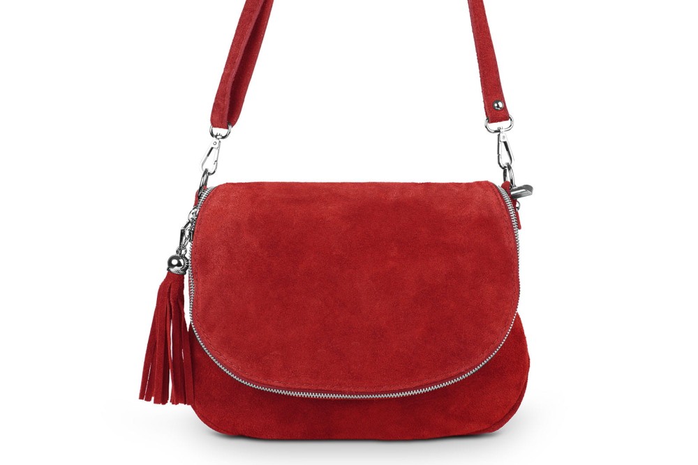 Torebka Skórzana Chlebak Vera Pelle Zamszowa Czerwona (1).jpg