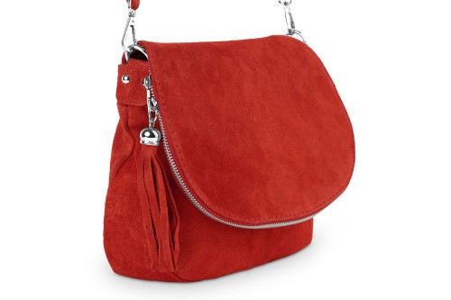 Torebka Skórzana Chlebak Vera Pelle Zamszowa Czerwona (3).jpg