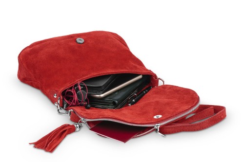 Torebka Skórzana Chlebak Vera Pelle Zamszowa Czerwona (7).jpg