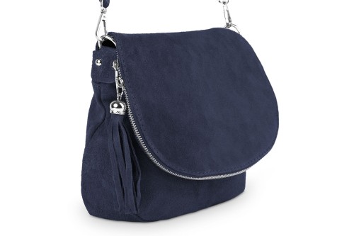 Torebka Skórzana Chlebak Vera Pelle Zamszowa Granatowa (3).jpg