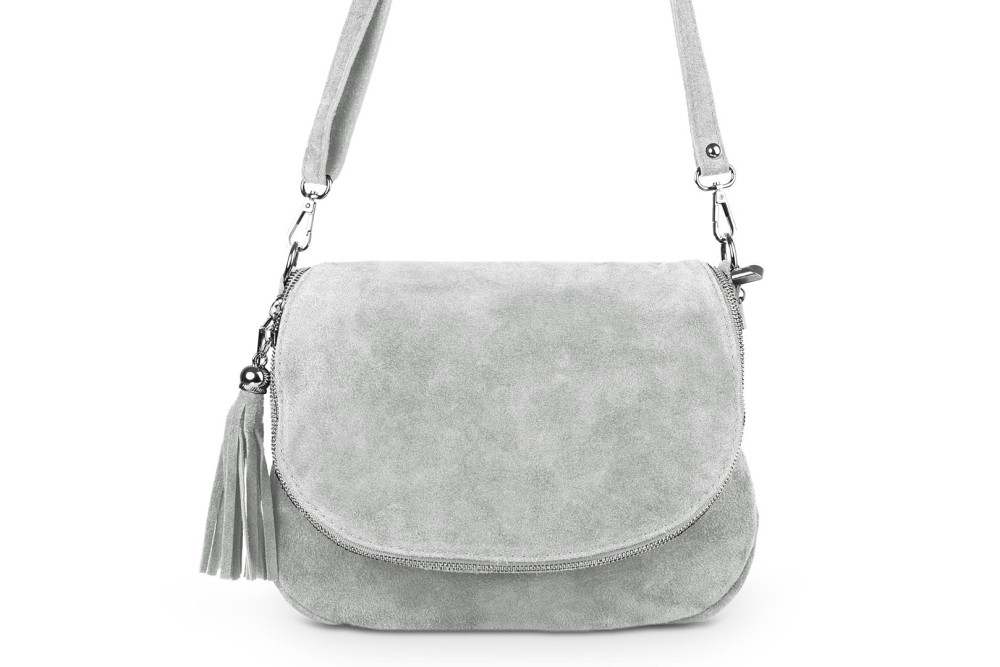 Torebka Skórzana Chlebak Vera Pelle Zamszowa Szara (1).jpg