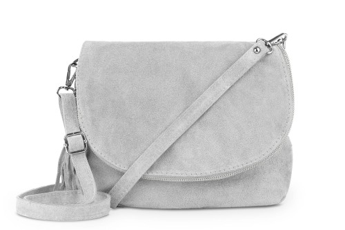 Torebka Skórzana Chlebak Vera Pelle Zamszowa Szara (2).jpg