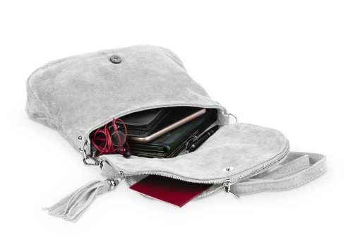 Torebka Skórzana Chlebak Vera Pelle Zamszowa Szara (7).jpg