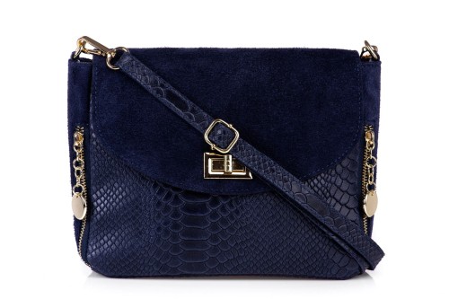 Torebka Damska Skórzana Vera Pelle Buccia Granatowa