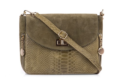 Torebka Damska Skórzana Vera Pelle Buccia Taupe