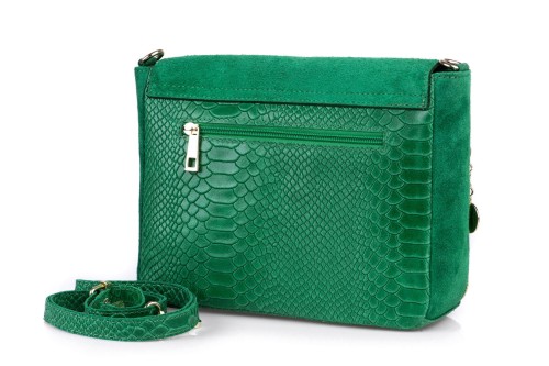 Torebka Damska Skórzana Vera Pelle Łuski Zielona