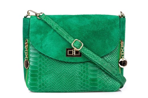 Torebka Damska Skórzana Vera Pelle Buccia Trawiasta