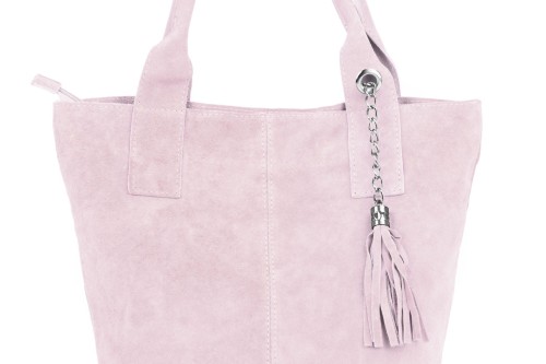 Torba Skórzana Vera Pelle Zamszowy Worek Różowa (2).jpg